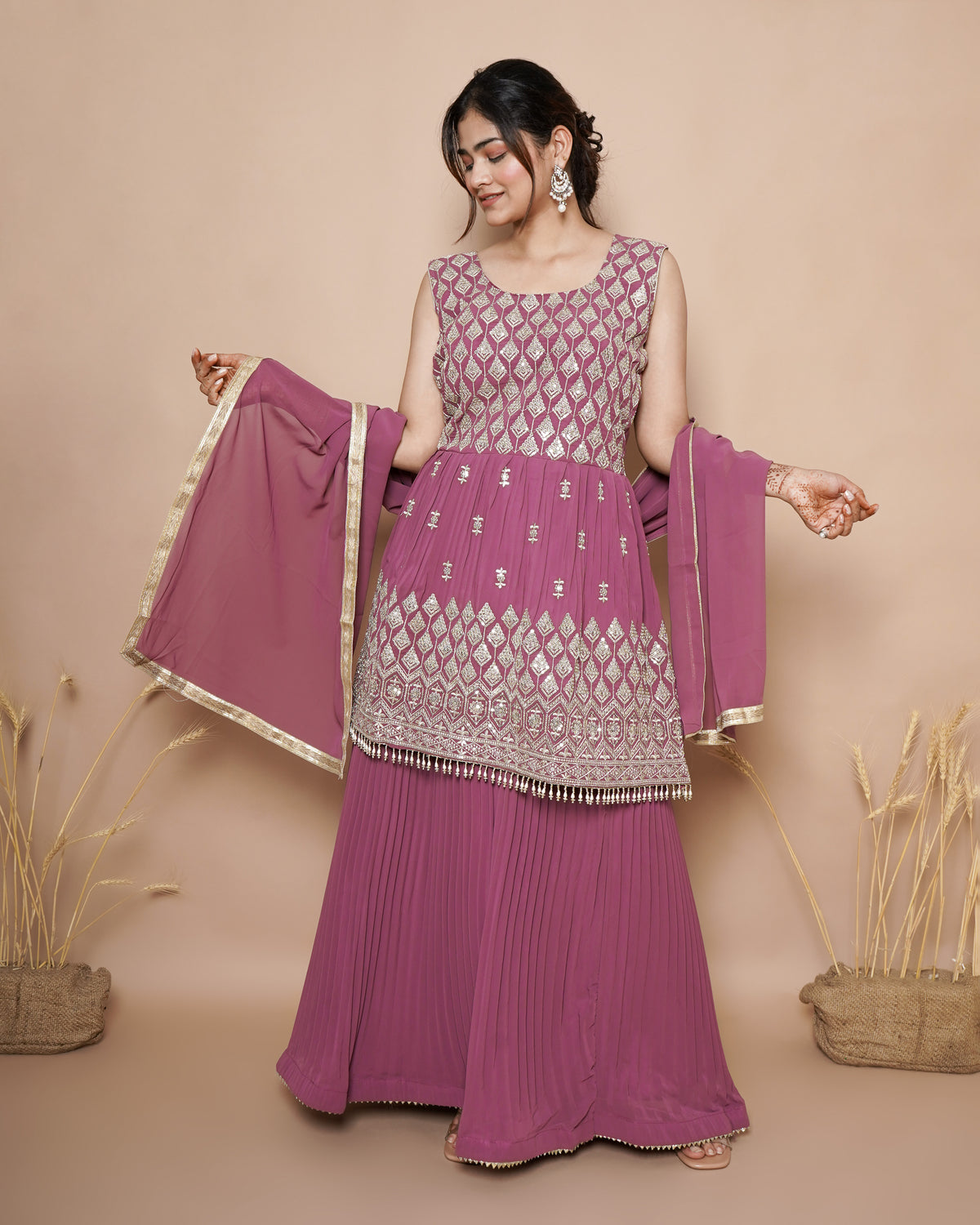 PINK PEPLOM TOP LEHENGA