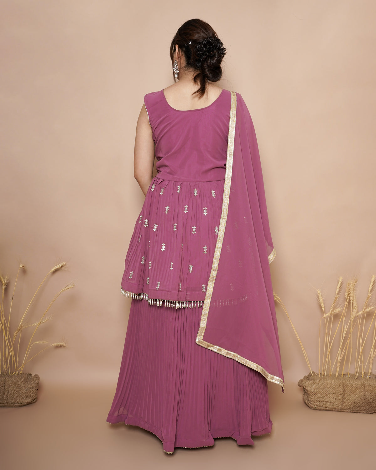 PINK PEPLOM TOP LEHENGA