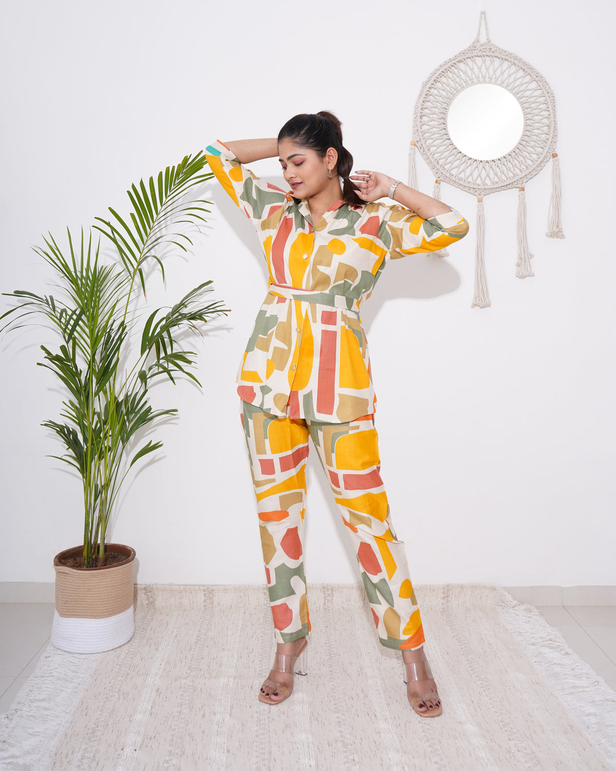 GEOMETRIC PRINT 3 PIECE CO-ORD SET