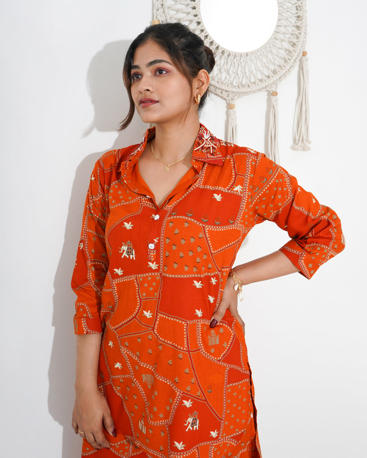 PURE MUSLIN ORANGE PRINTED CO-ORD SET