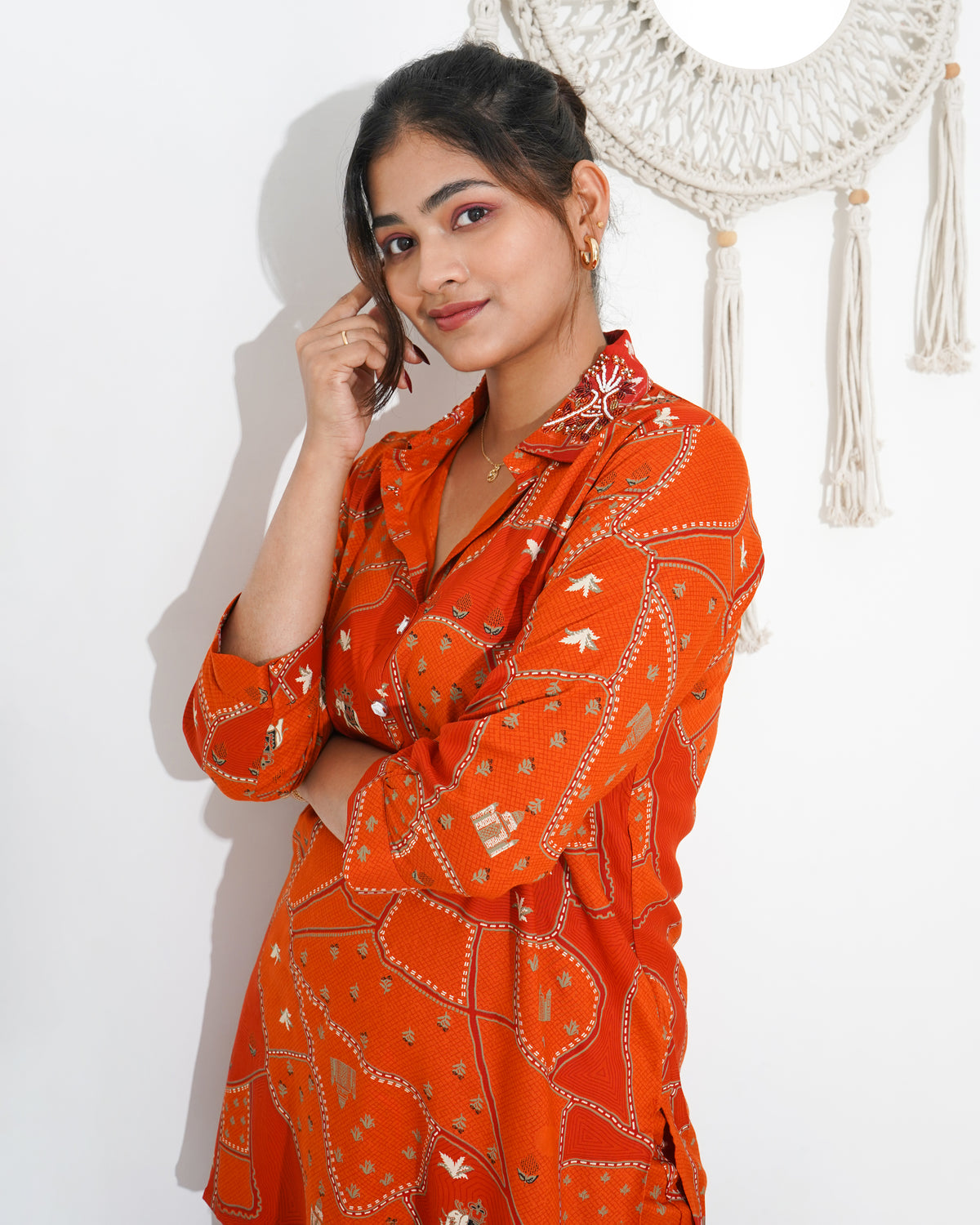 PURE MUSLIN ORANGE PRINTED CO-ORD SET