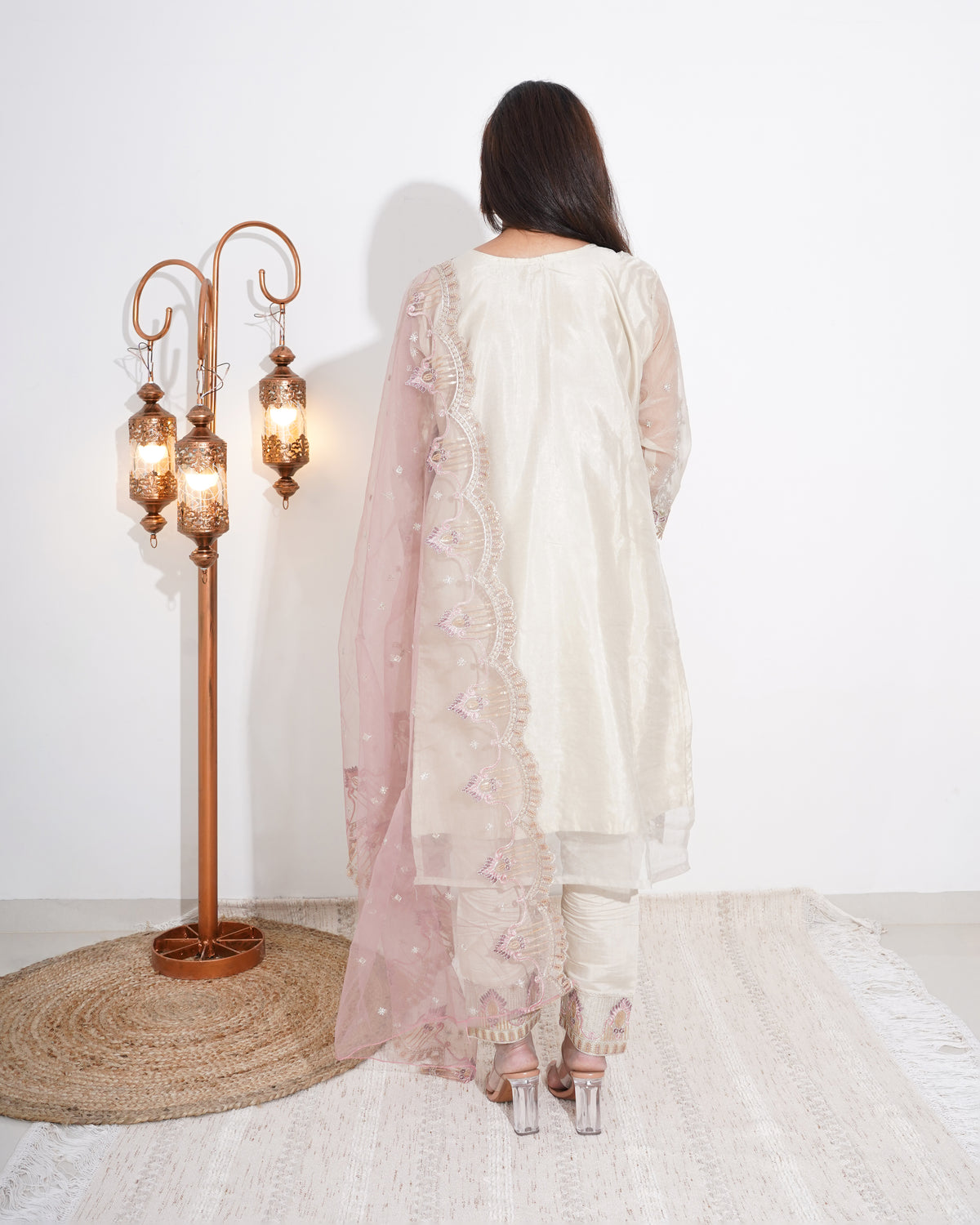 BEIGE & PINK ORGANZA | PAKISTANI SUIT