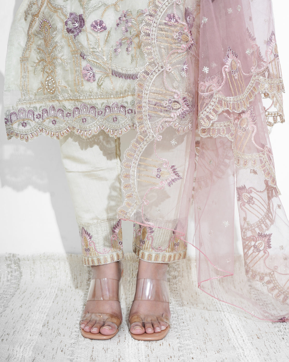 BEIGE & PINK ORGANZA | PAKISTANI SUIT