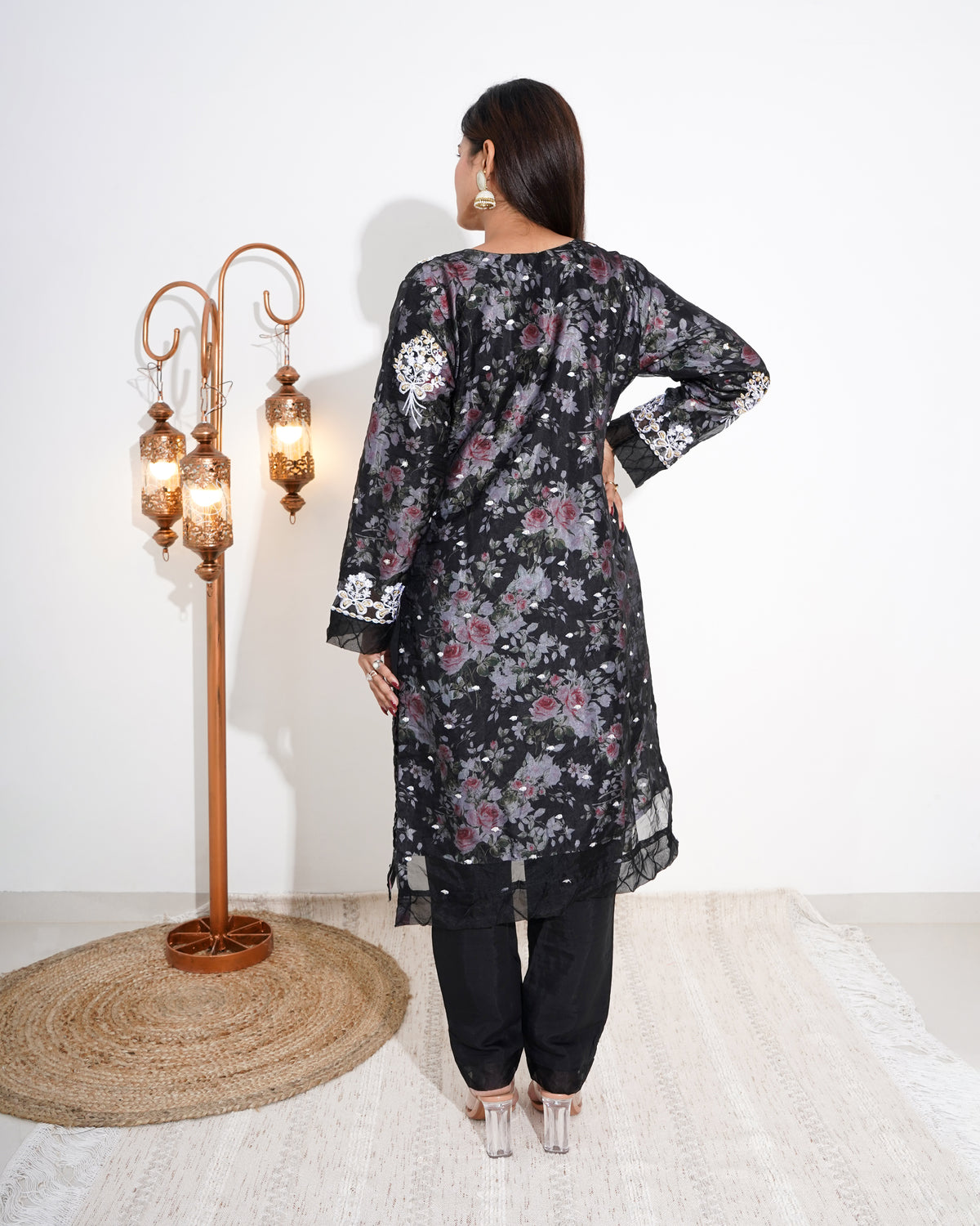 BLACK FLORAL PRINTED | PAKISTANI SUIT