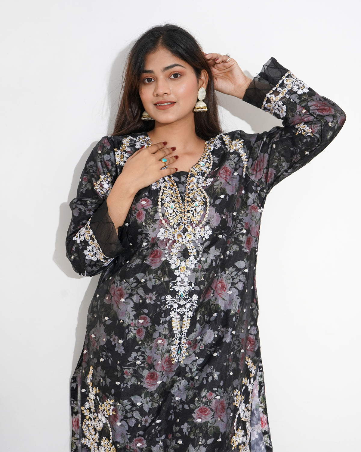 BLACK FLORAL PRINTED | PAKISTANI SUIT