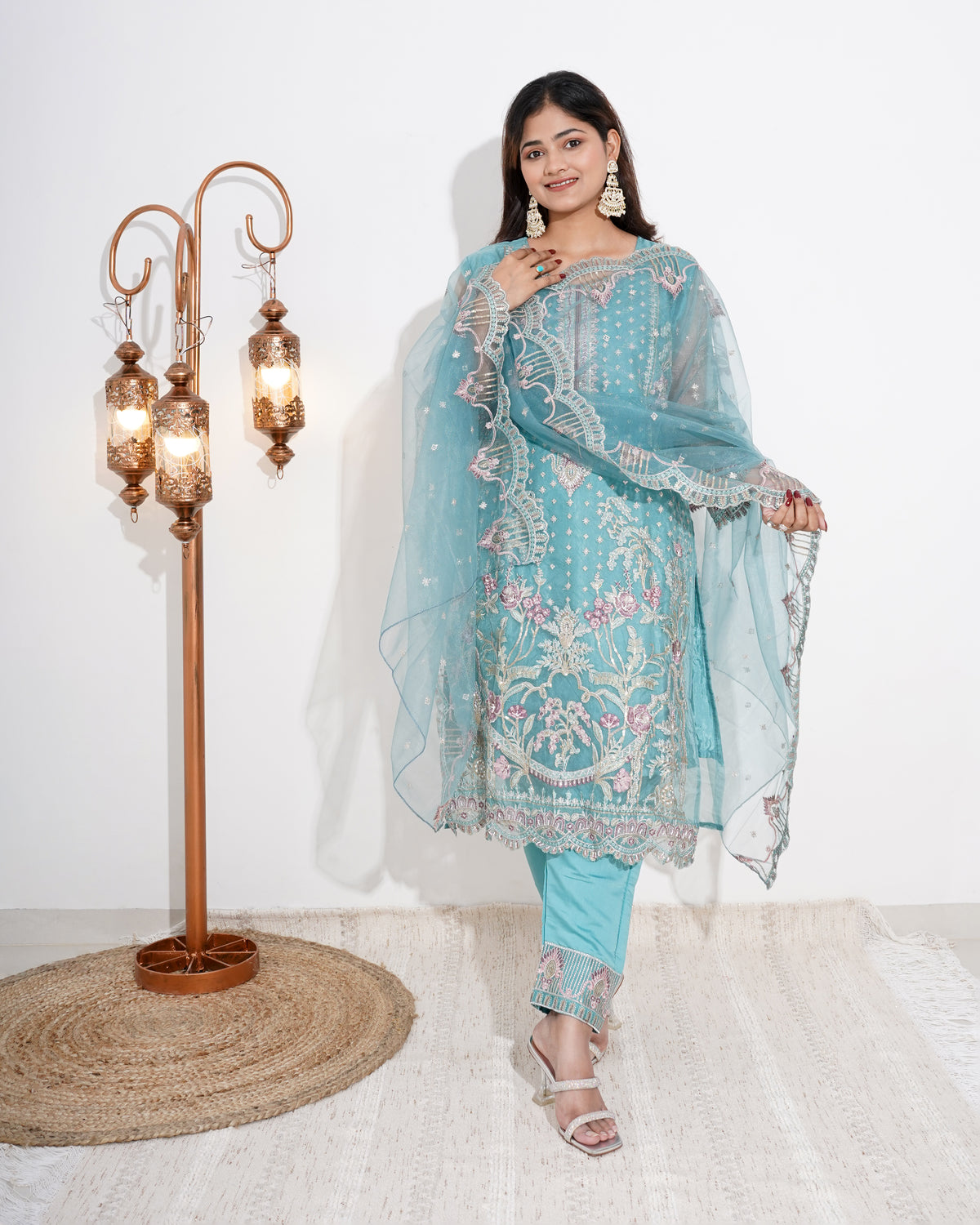 BABY BLUE ORGANZA | PAKISTANI SUIT