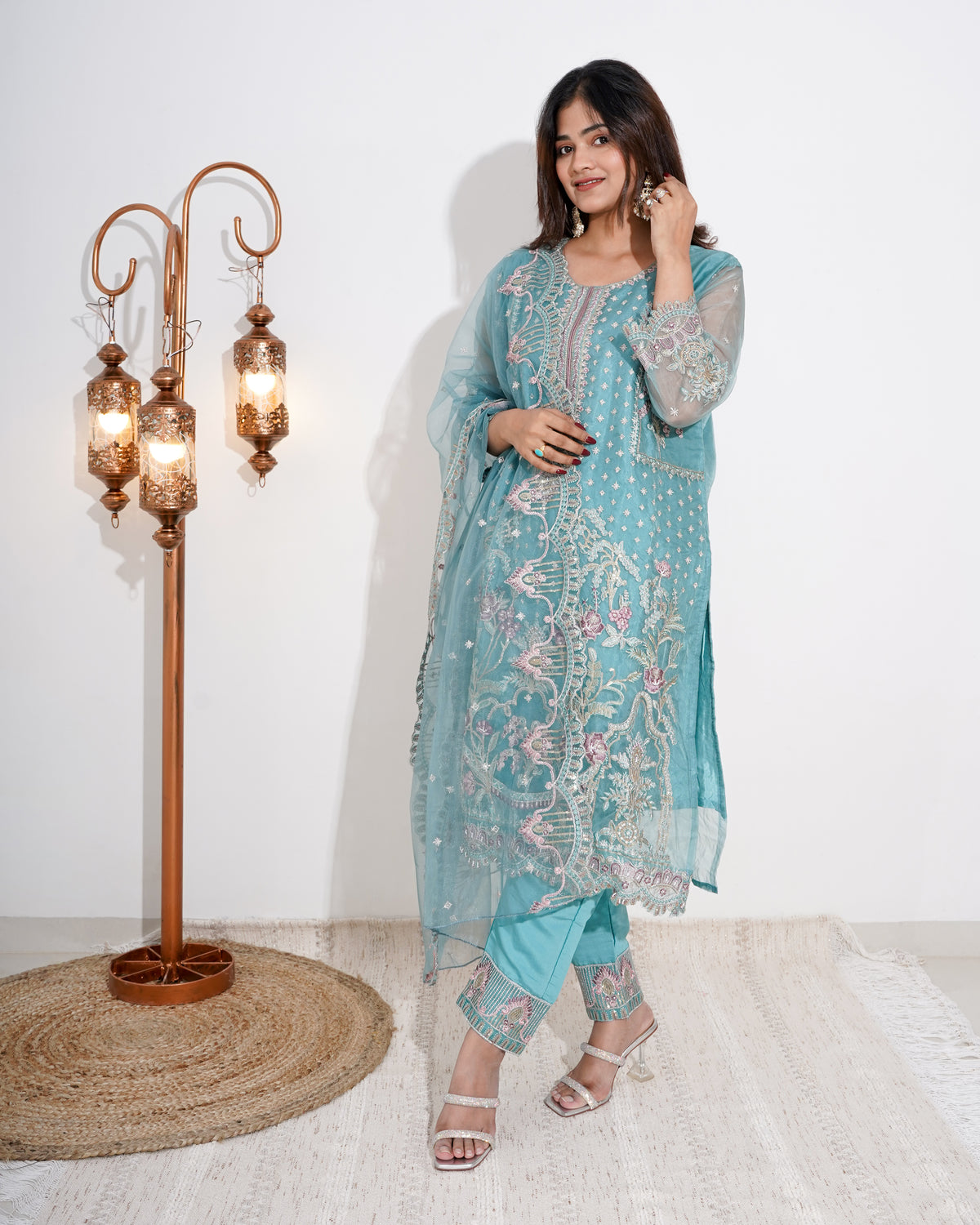 BABY BLUE ORGANZA | PAKISTANI SUIT