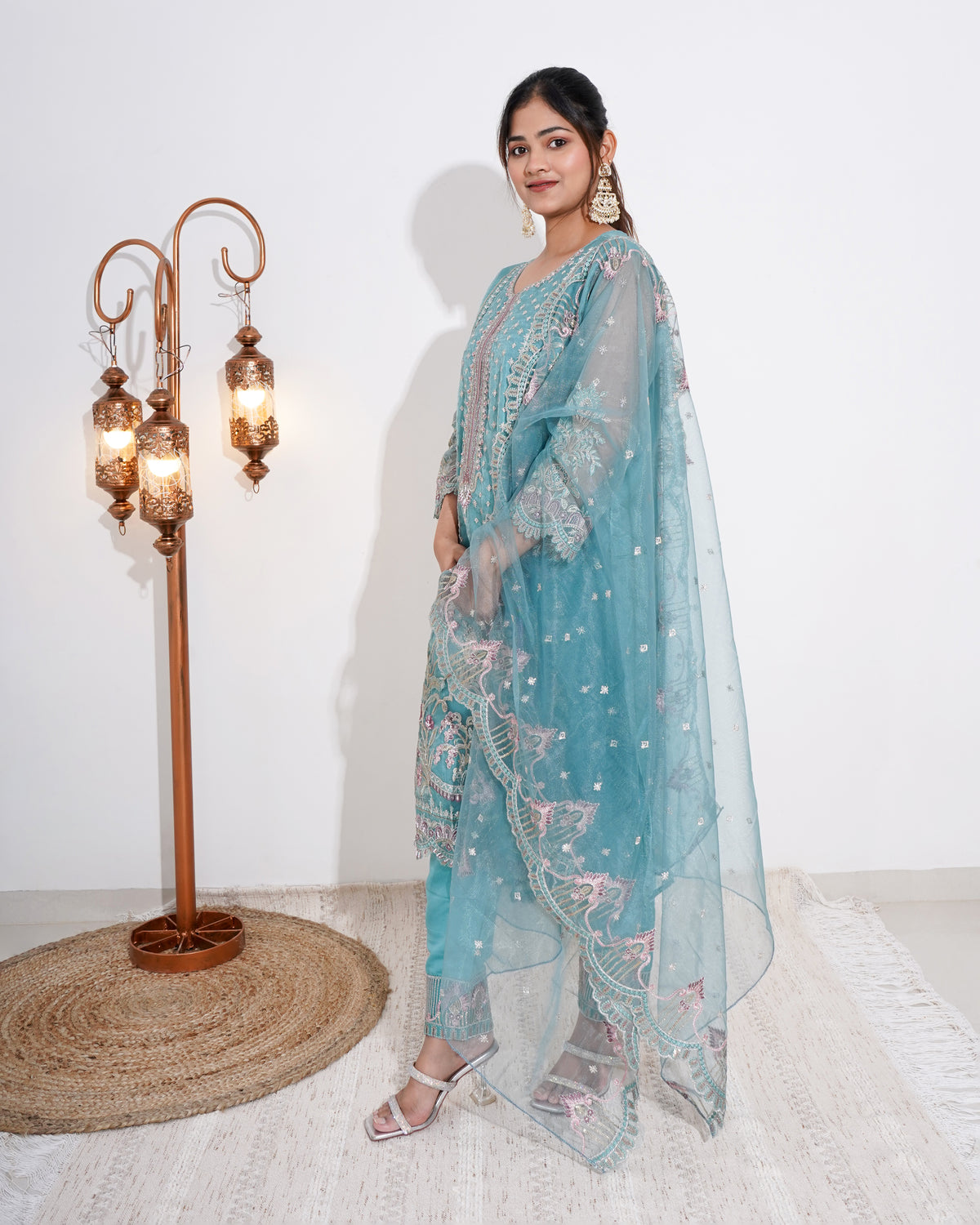 BABY BLUE ORGANZA | PAKISTANI SUIT