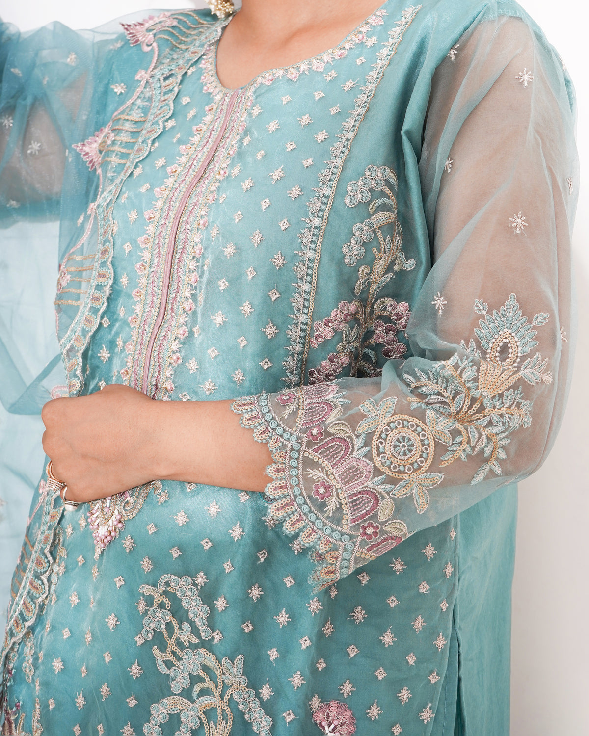 BABY BLUE ORGANZA | PAKISTANI SUIT