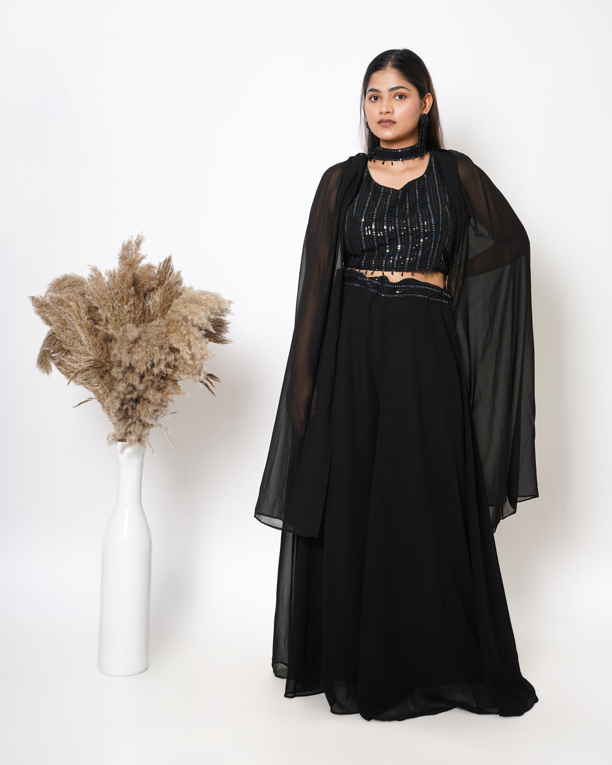 BLACK SHARARA SET