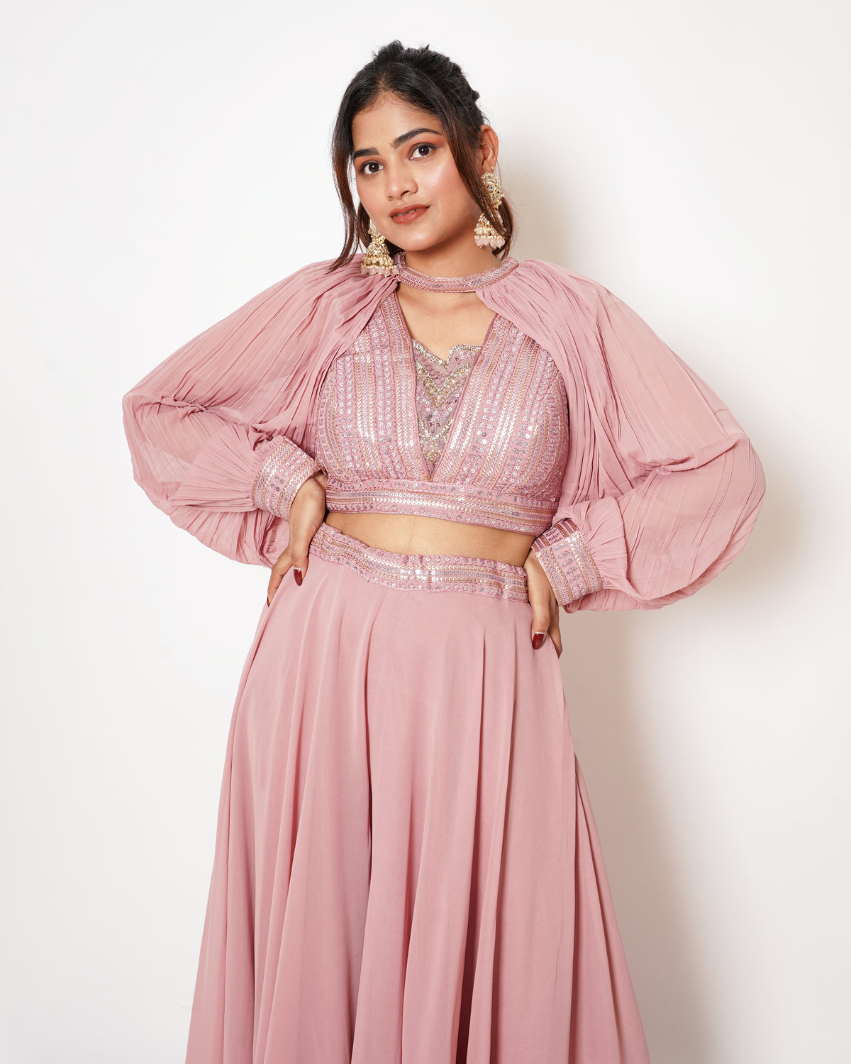 PINK 4 PIECE SHARARA SET