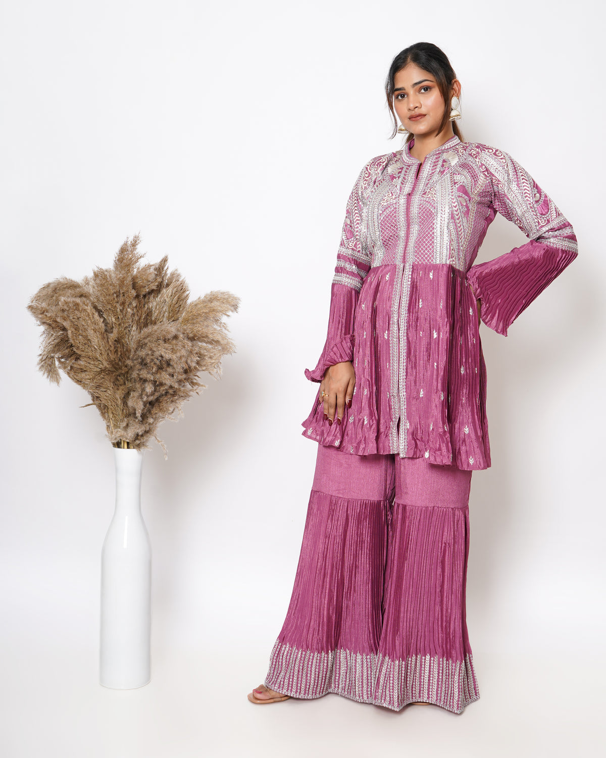 DARK PINK SHARARA SET