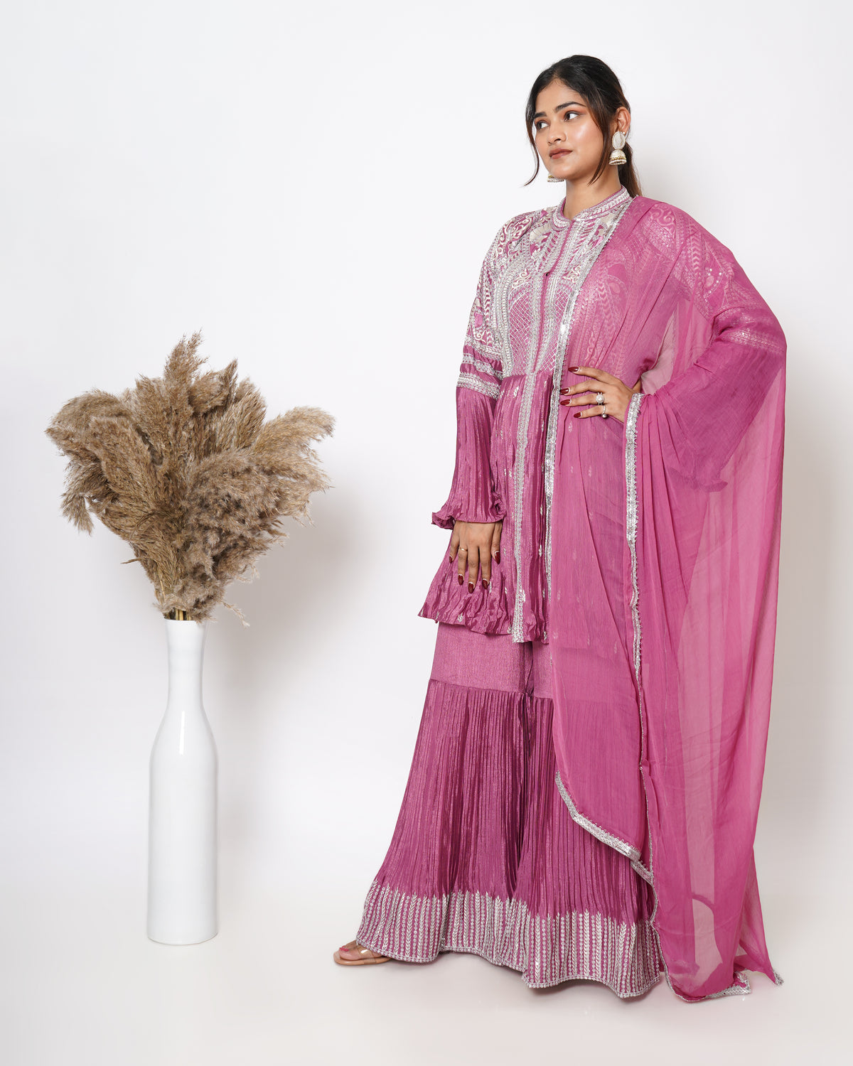 DARK PINK SHARARA SET