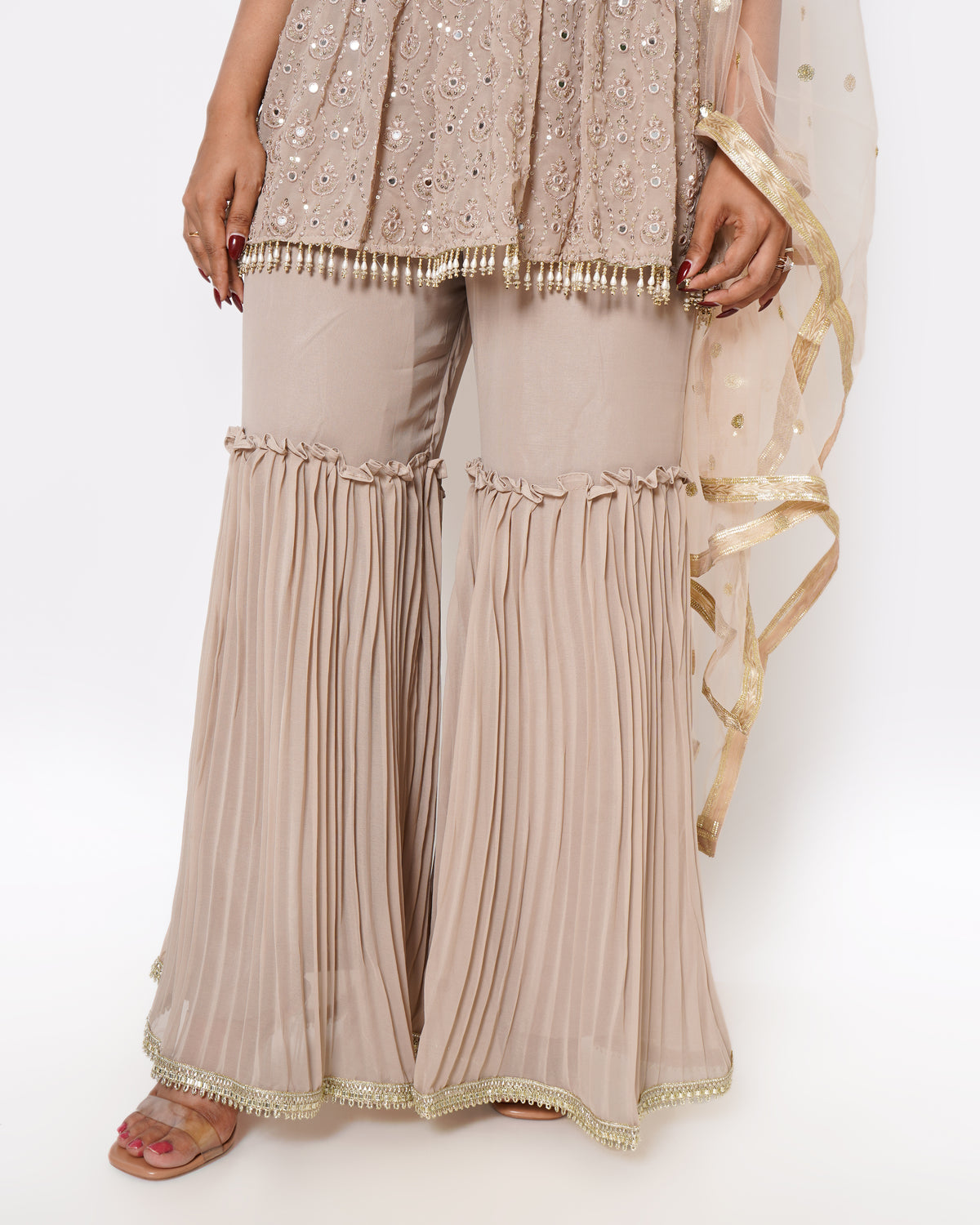 LIGHT BROWN SHARARA SET