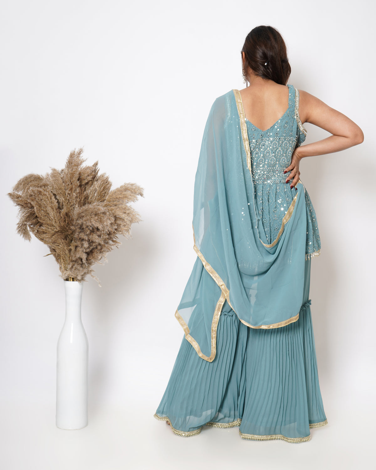 LIGHT BLUE SHARARA SET