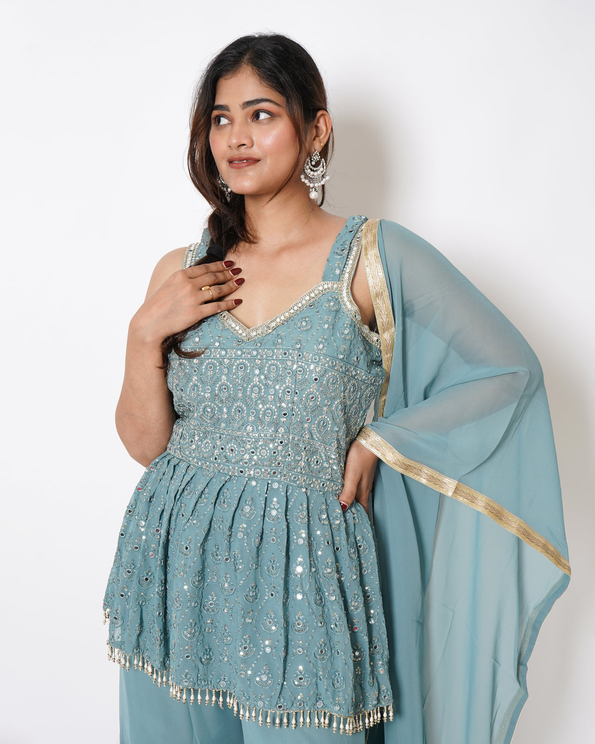 LIGHT BLUE SHARARA SET