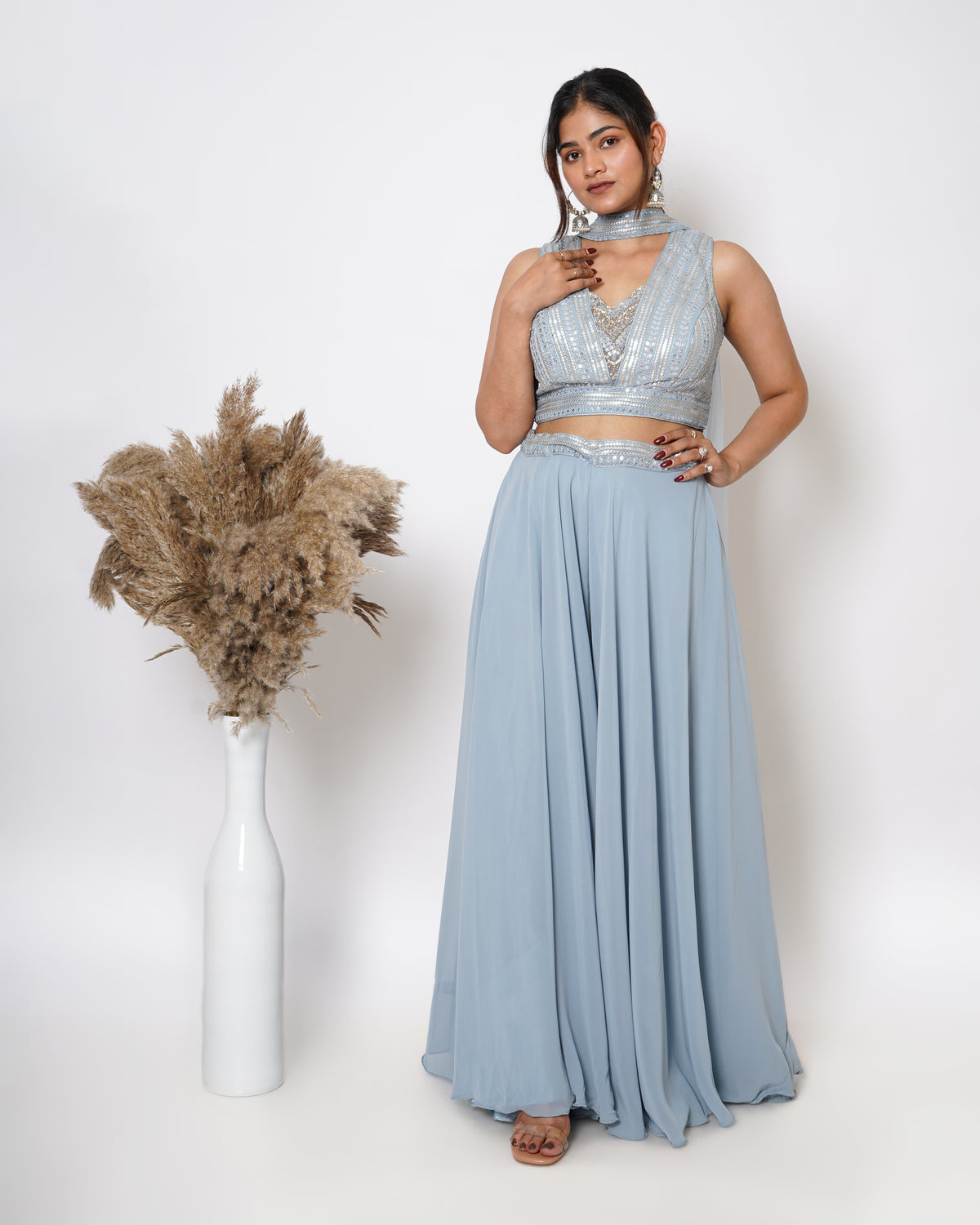 POWER BLUE 4 PIECE SHARARA SET