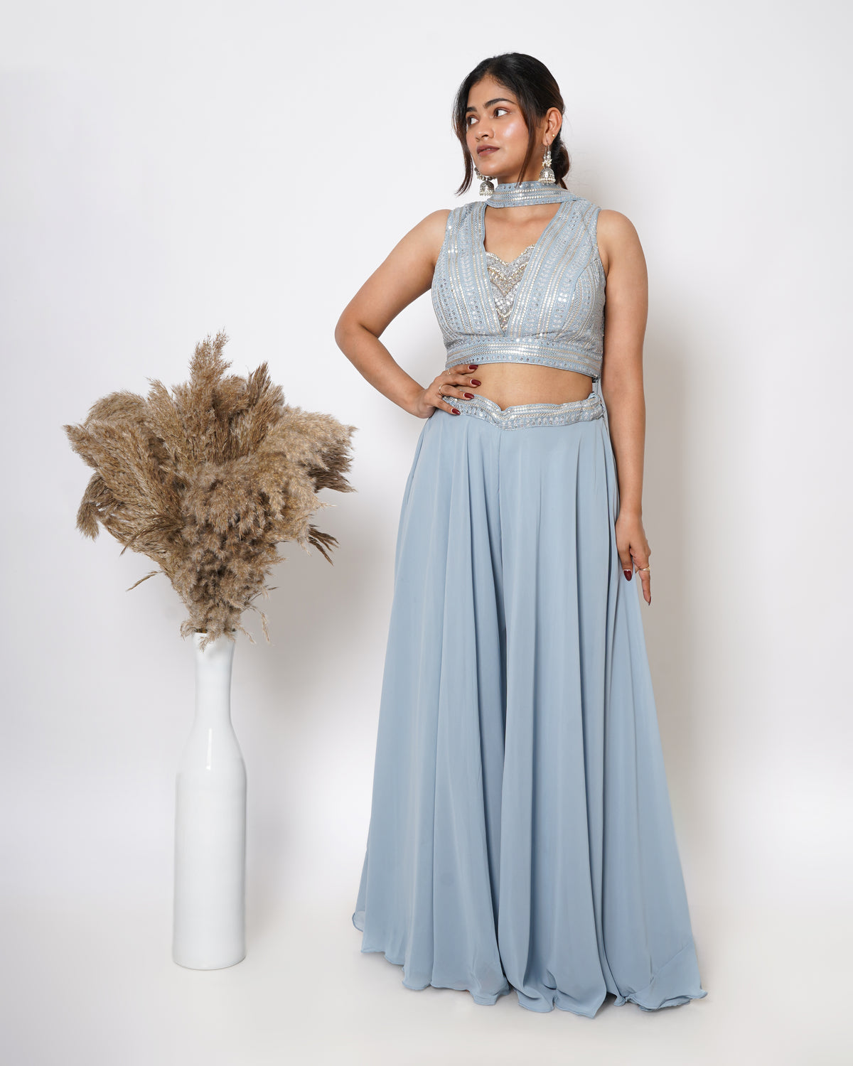 POWER BLUE 4 PIECE SHARARA SET