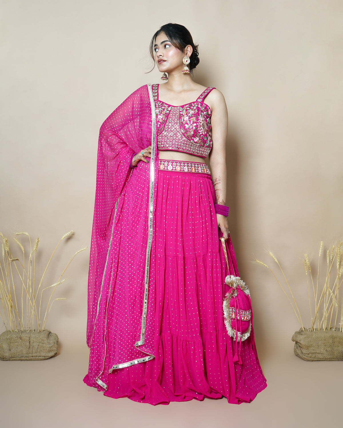 5 Piece PINK LEHENGA set